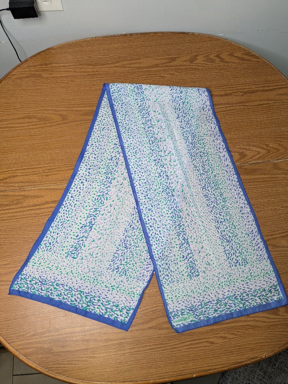 vintage 70s 80s Italy scarf purple green white 54" x11.75" ralfeaux funky